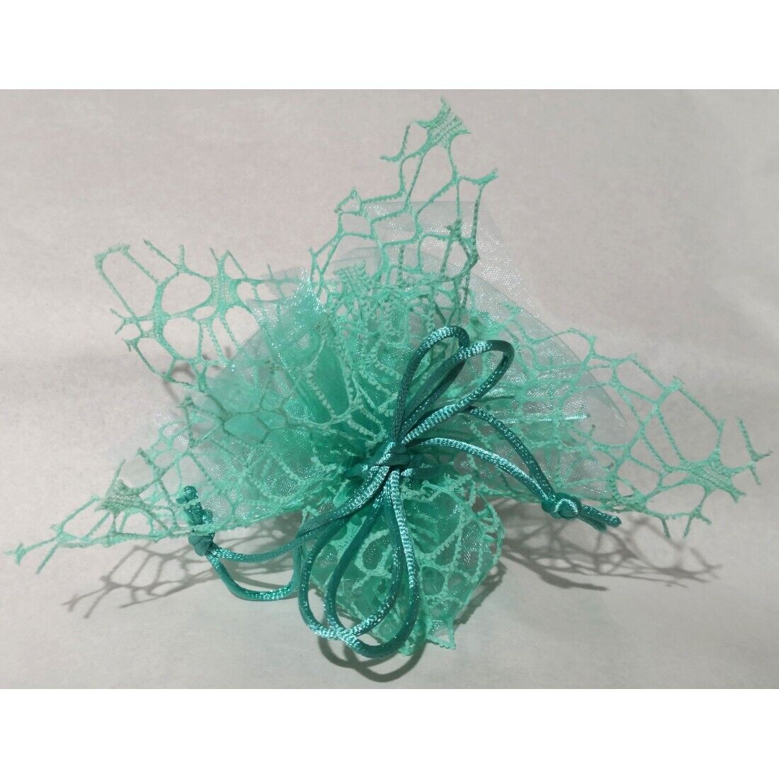 30 pz sacchetto portaconfetti bomboniera polycotton rete + velo organza + nastro