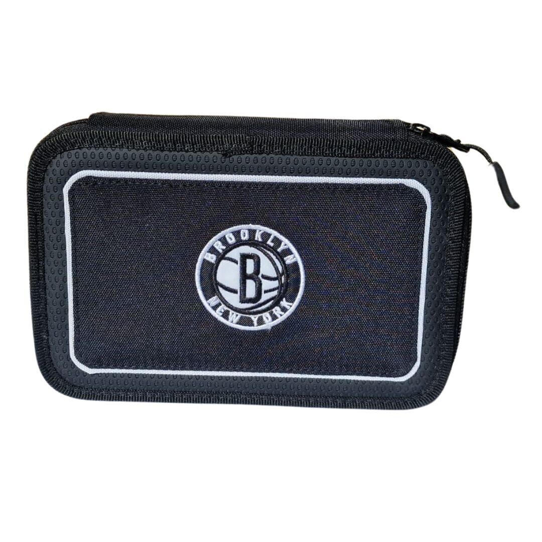 Astuccio Scuola NBA Nets New York Brooklyn 3 Zip Completo Prodotto Ufficiale