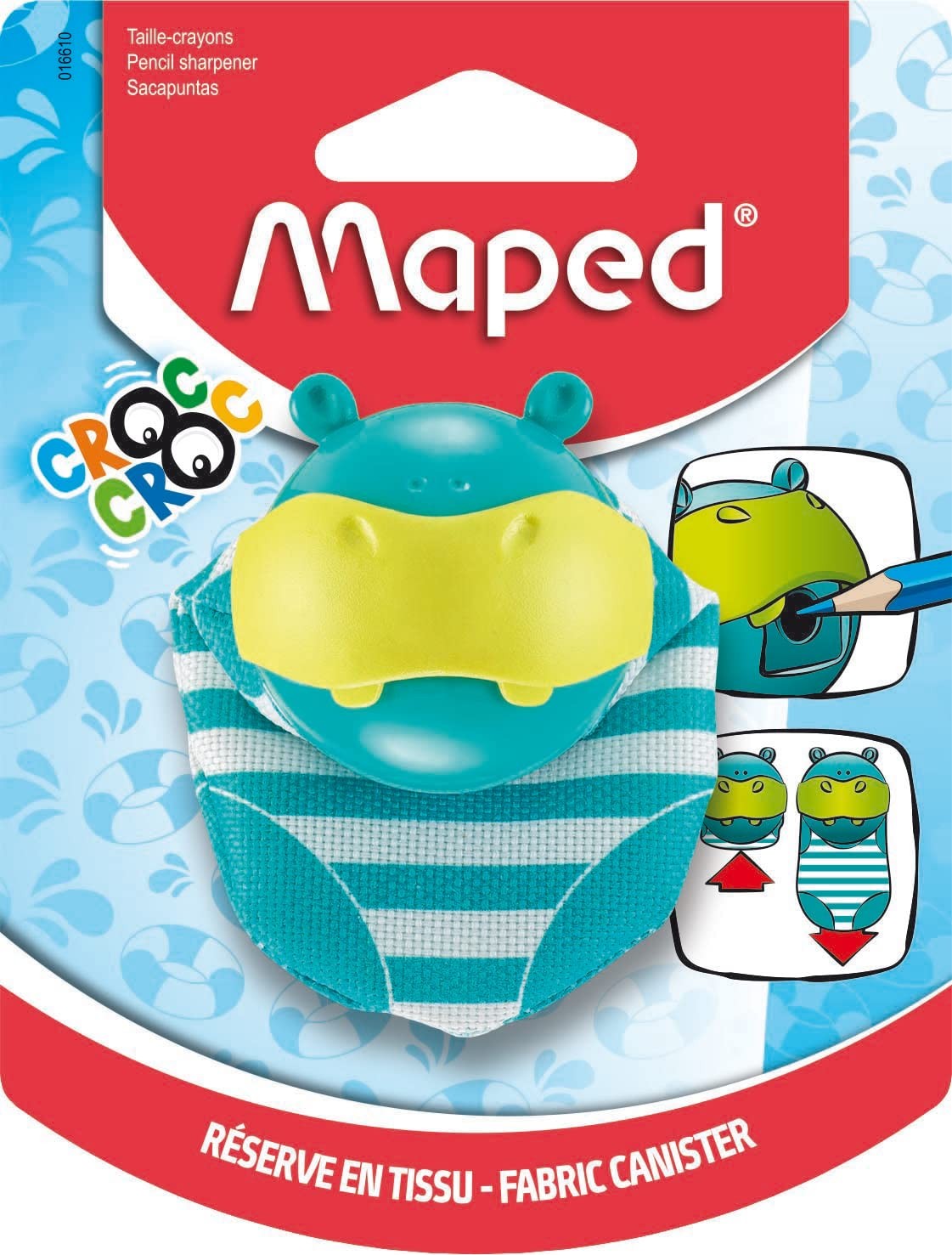 Maped - Croc Croc Hippo Pencil Sharpener - Hippo Pencil Sharpener - Stretchy Fab