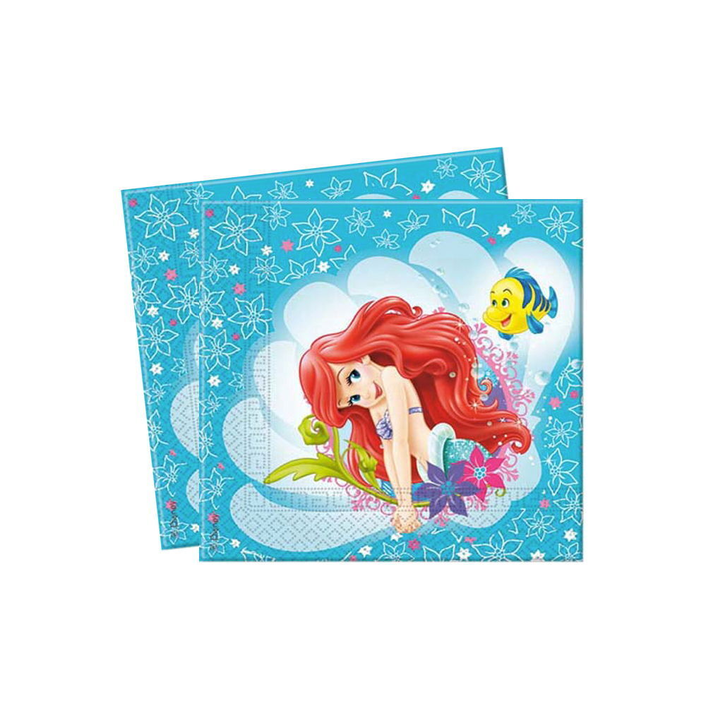 20 TOVAGLIOLI CARTA SIRENETTA DISNEY ARIEL FESTA COMPLEANNO EVENTO PARTY EVENTI