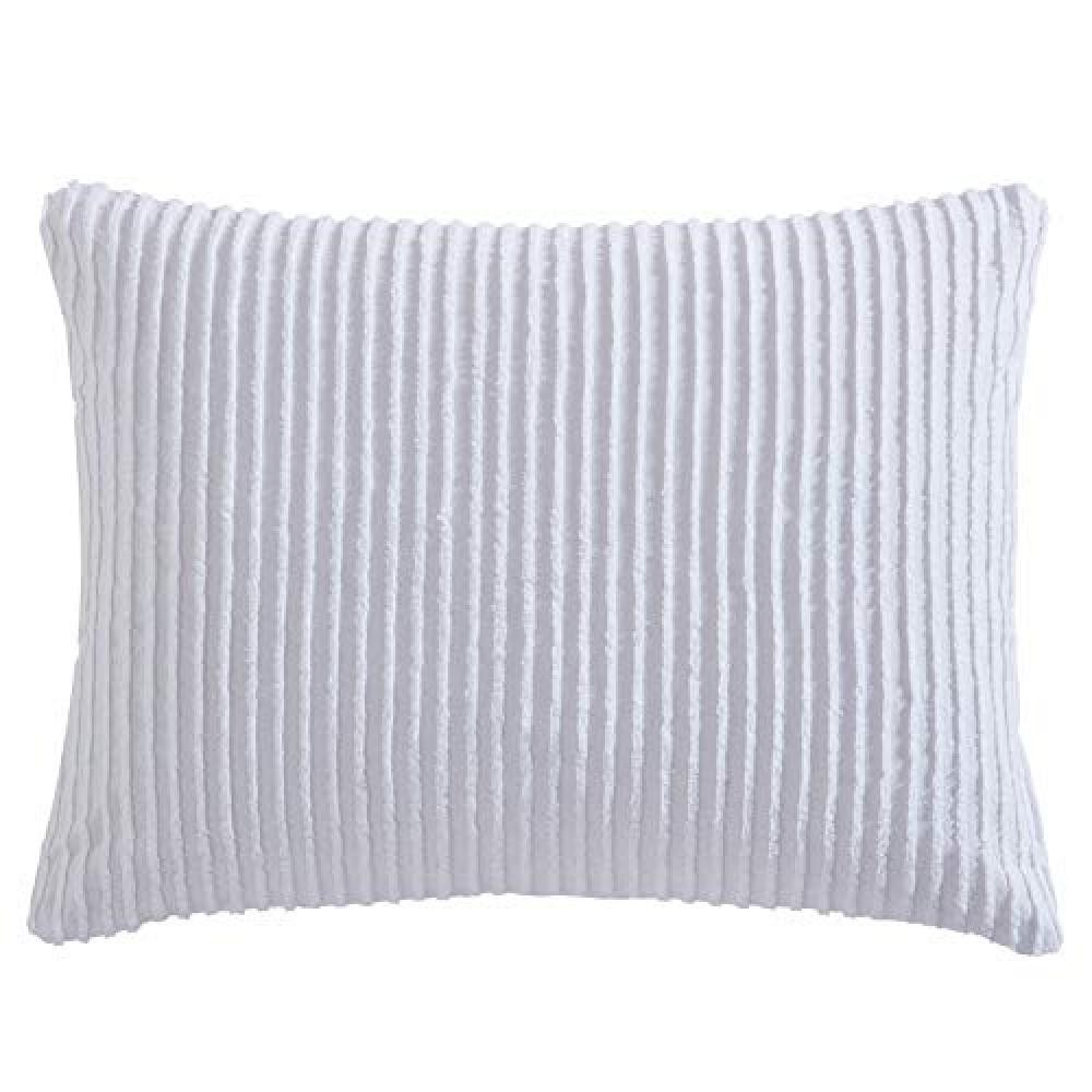 (TG. Standard Sham) Beatrice Home Fashions Channel Copriletto in ciniglia, Bianc