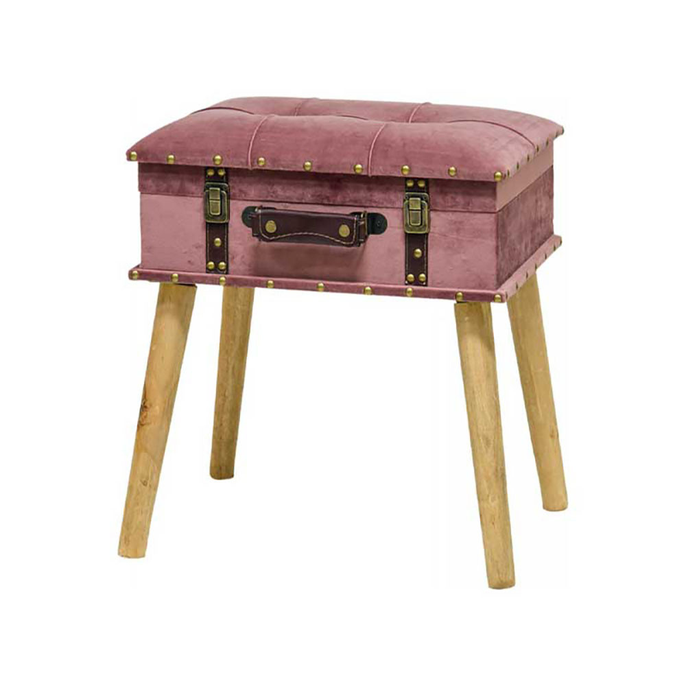 Vea Sgabello Velvet In Velluto Colore Rosa Antico Con Piedi In Legno 40X32X44H C