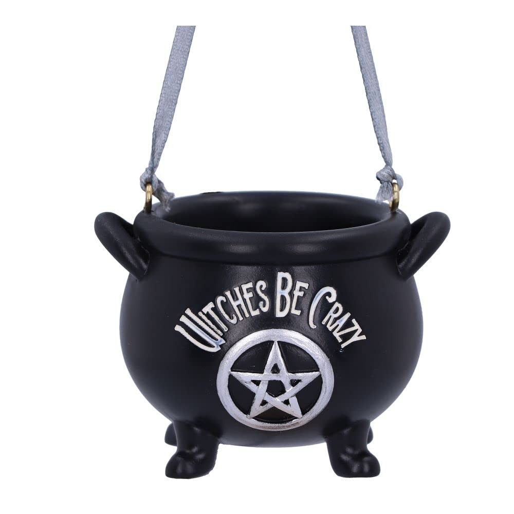 Nemesis Now Witches Be Crazy Cauldron Hanging Ornament 6.1cm, Resin, Black, Goth