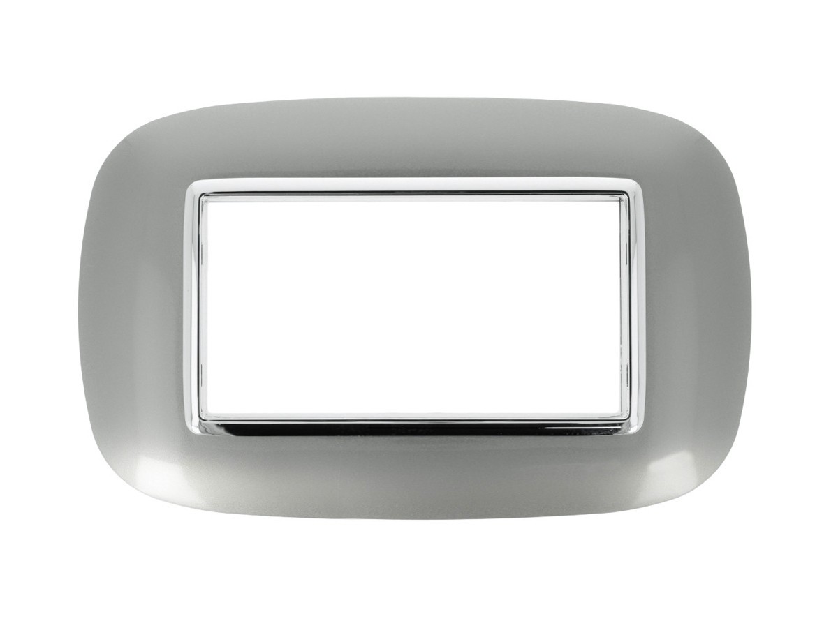 Placca Oval 504 4M Moduli Silver Compatibile con Bticino Axolute