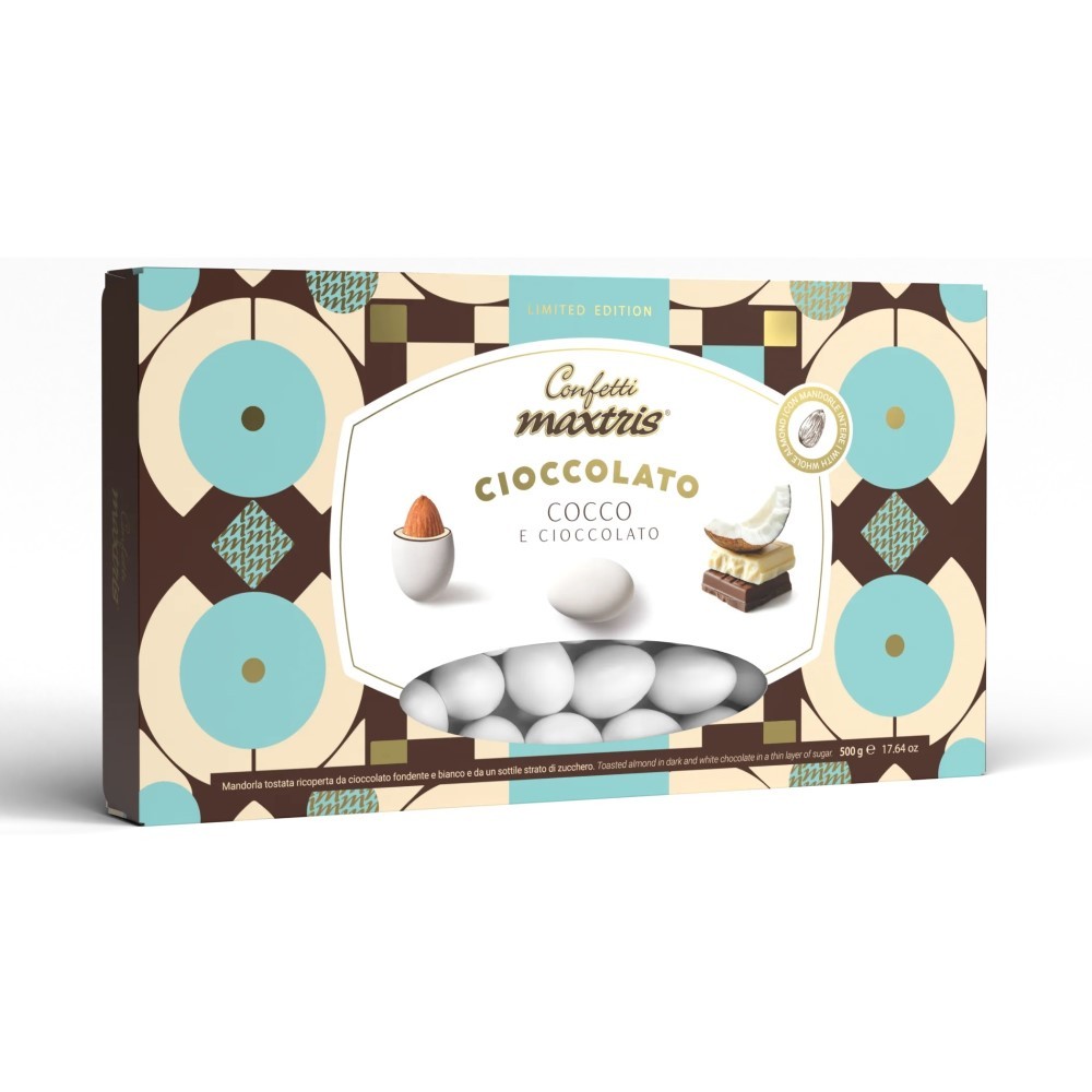 CONFETTI MAXTRIS 500 gr. Ciocomandorla gusto COCCO E NUT colore BIANCO 0AHW