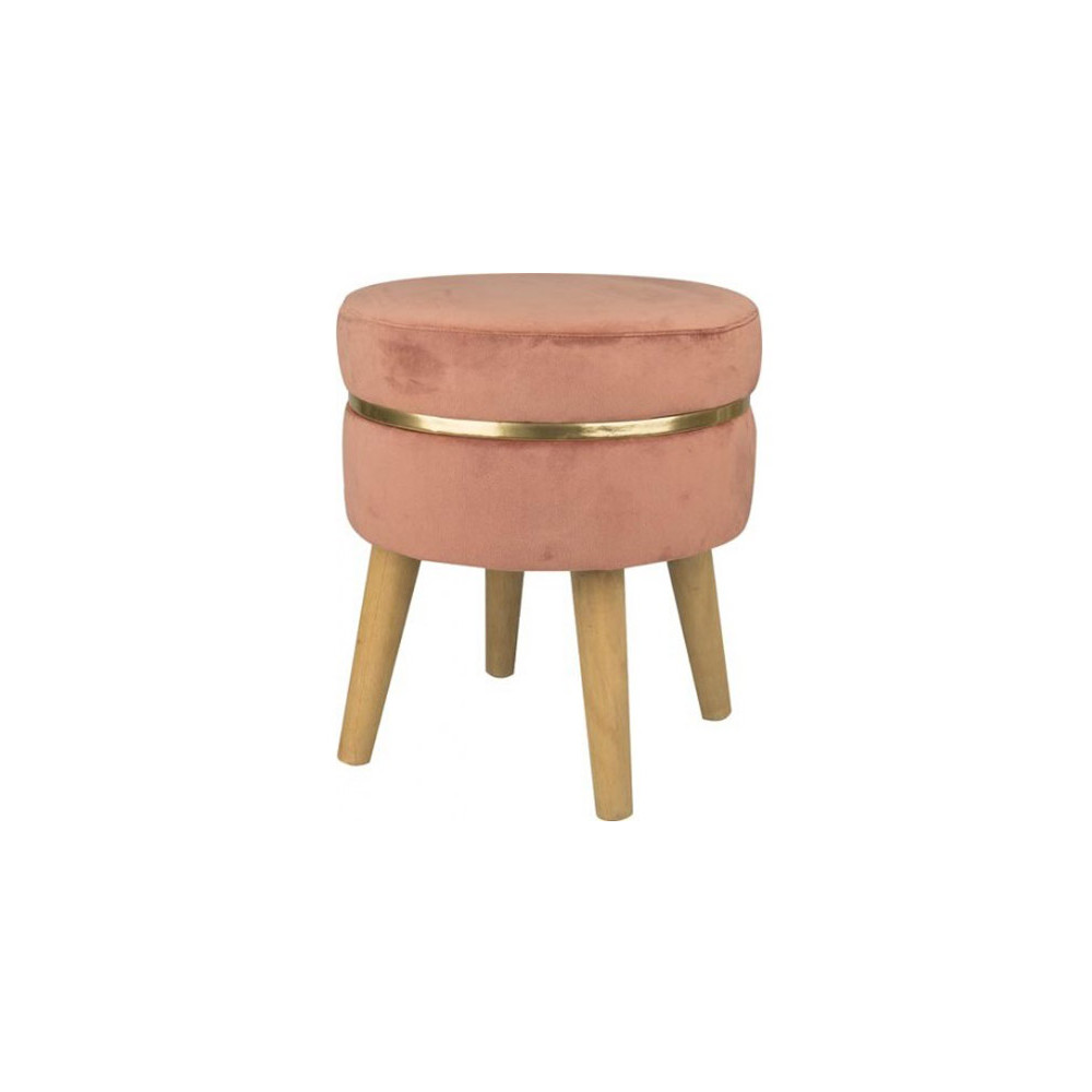 Vea Sgabello Sunshine In Velluto Colore Rosa Antico Con Fascia Oro Diametro 35X4