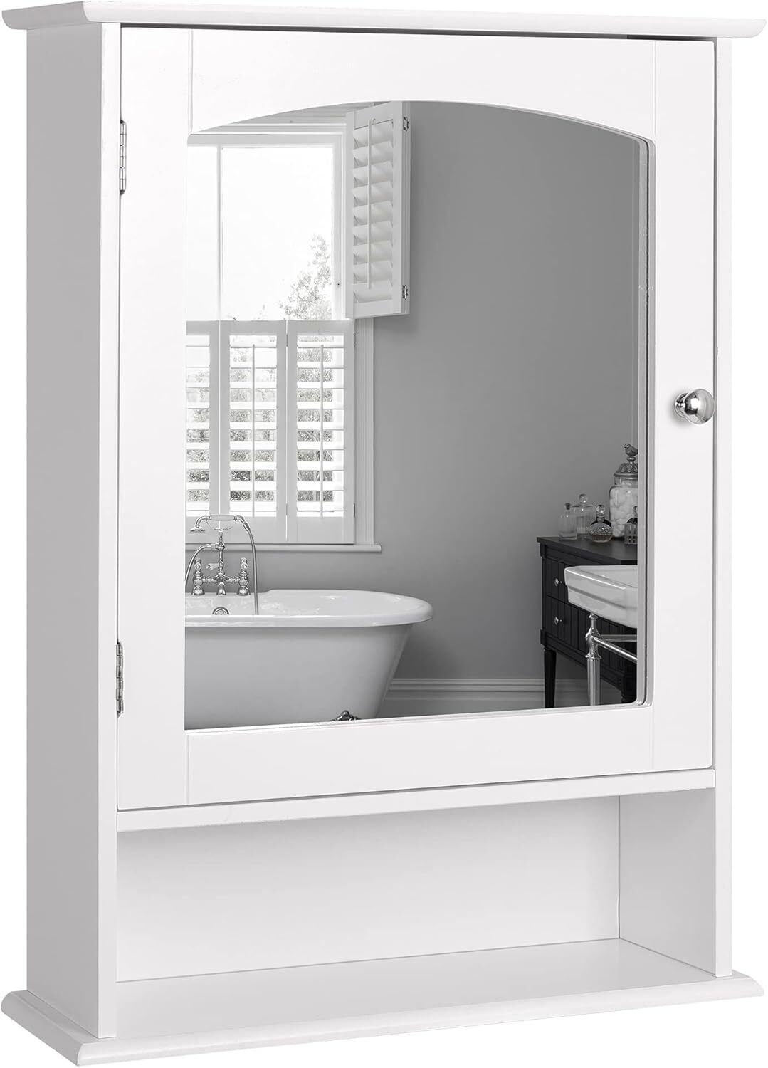 Armadietto Specchiera Bagno | Legno Bianco | Mondo Convenienza | 65x48x15 cm