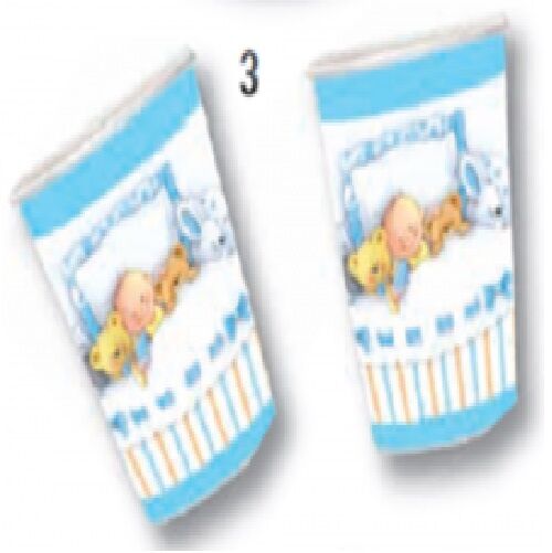 10 BICCHIERI CARTA BABY BOY BLU 200 CC COMPLEANNO FESTA BIMBI CASA
