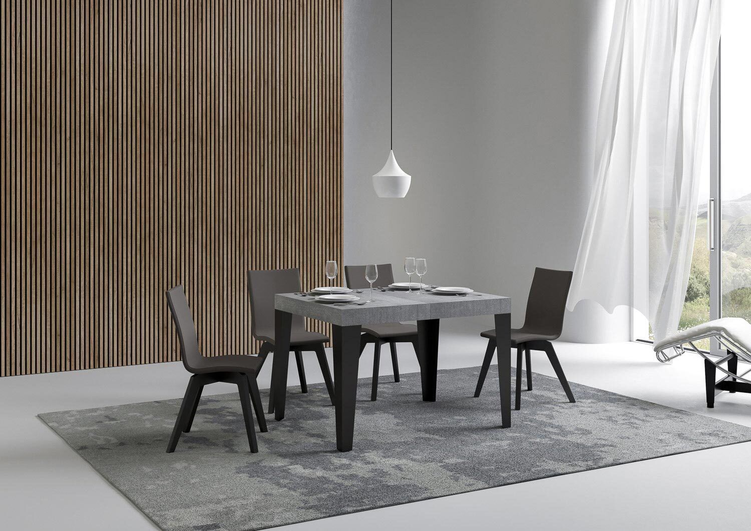 Itamoby Tavolo allungabile 80x120/204 cm Flame Cemento telaio Antracite