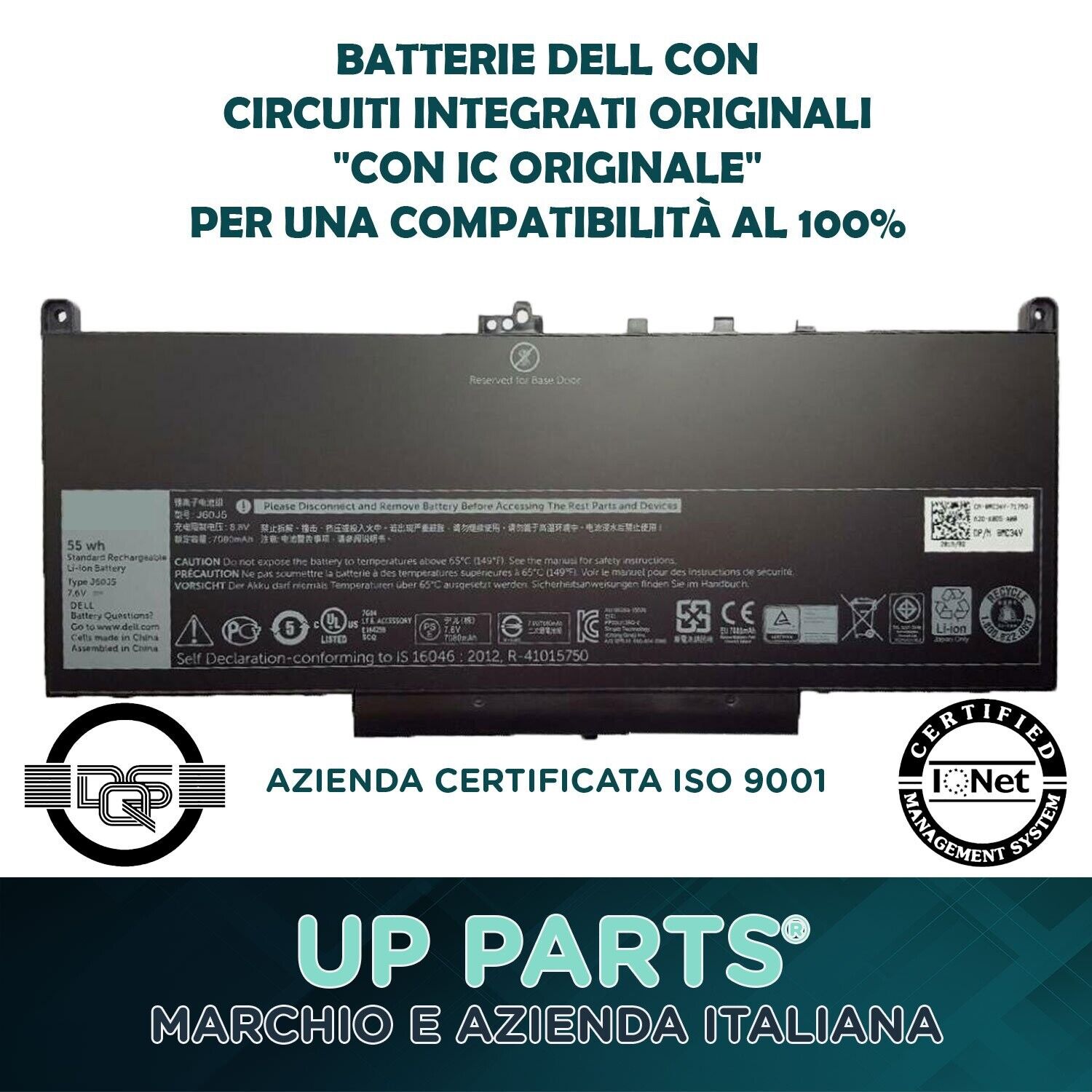 Batteria DELL J60J5 con Chip Originale per PC 0MC34Y