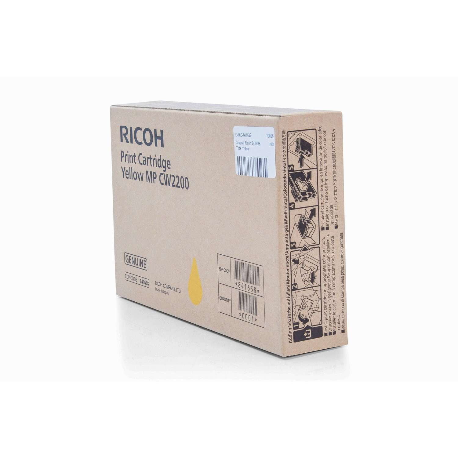 Ricoh 841638 100 ml Yellow Ink Cartridge – Ink Cartridge for Printers (Ricoh, Ye