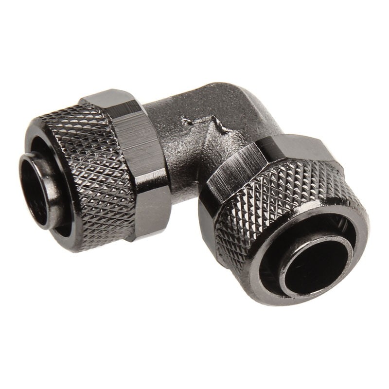 Aquatuning Adapter 90 Grad 13/10mm auf nickel black Nichel 62122