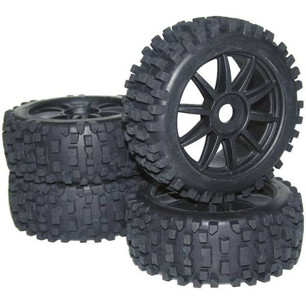 Reely MV3693SBA3  Ruote complete 1:8 Buggy  Big core 10 raggi Nero 4 pz.