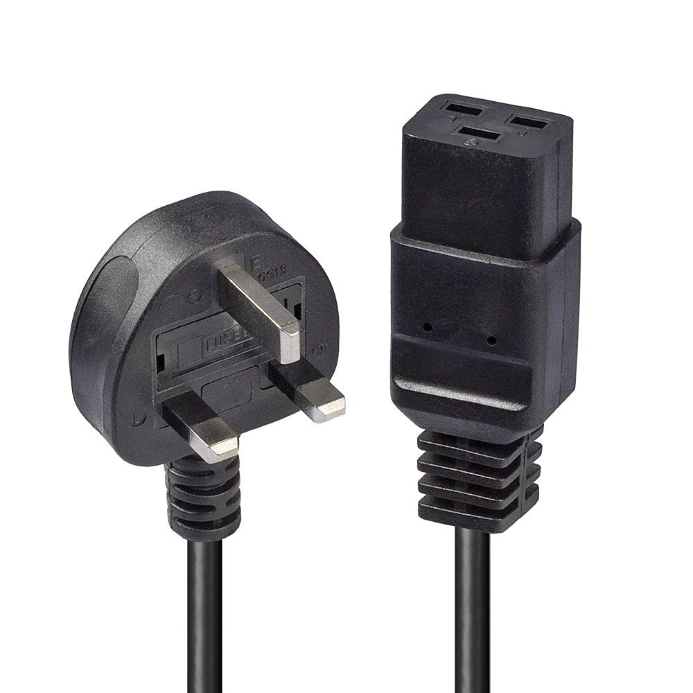 LINDY 30459 2m UK 3 Pin Plug to IEC C19 Power Cable Black