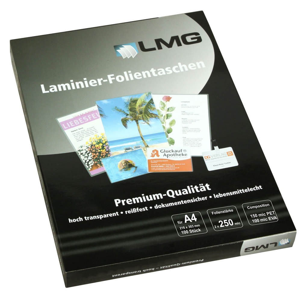 Film laminati A4 (216 x 303 mm), 2 x 250 microfono, lucido (100 pezzi)