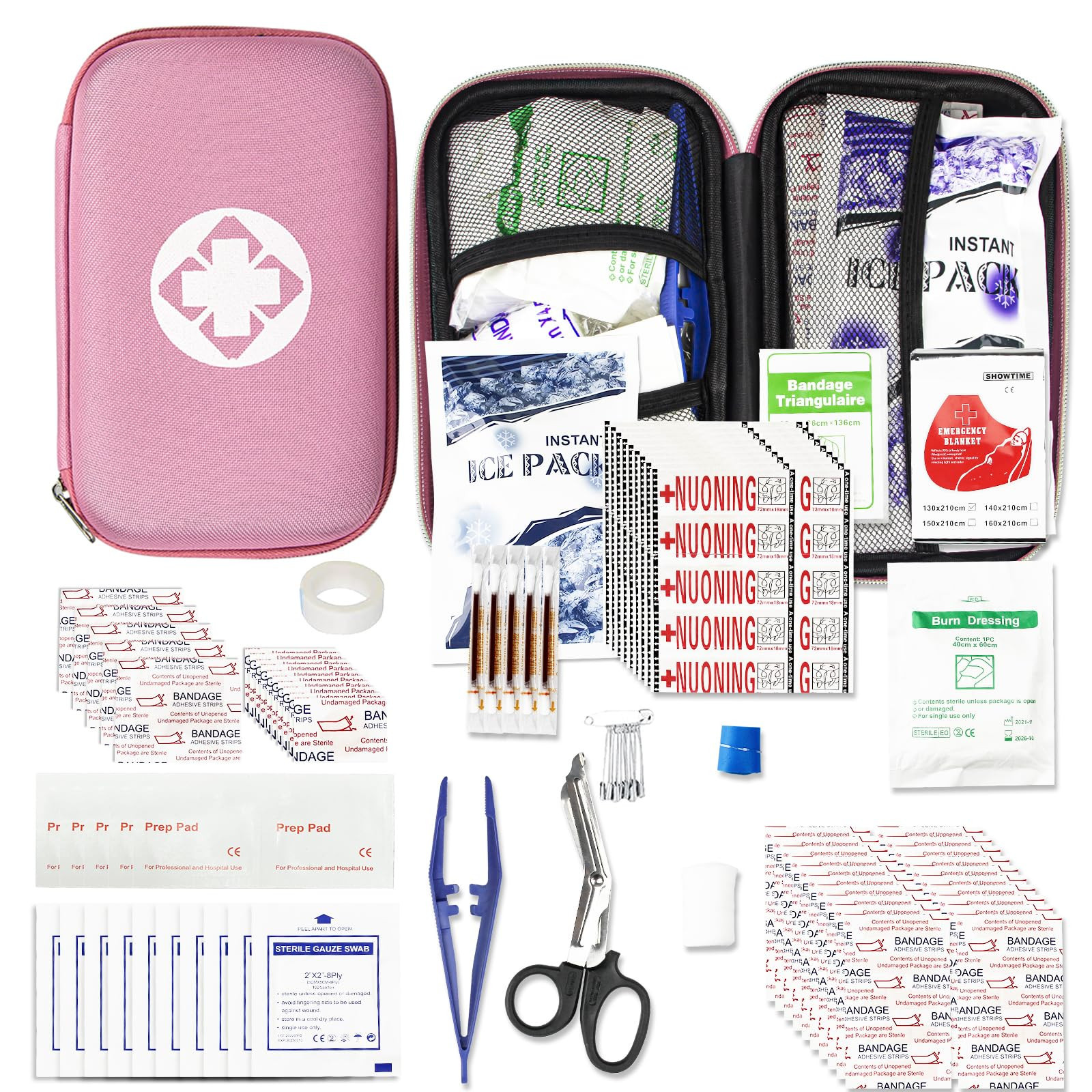 Small-Waterproof Car First-Aid Kit Emergency-Kit - Pink 273Piece Camping (U2E)