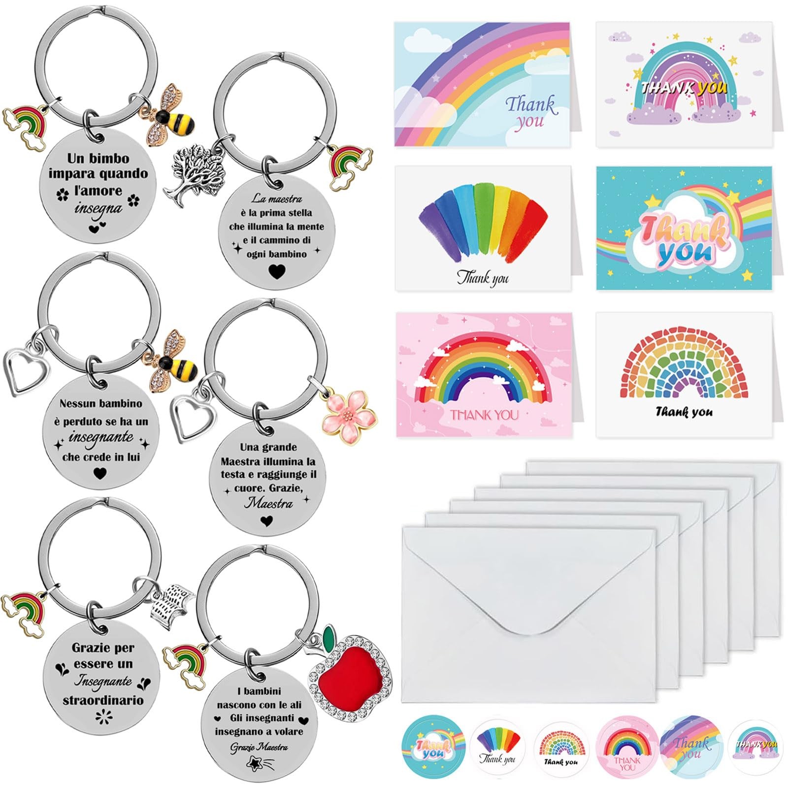 6 Pezzi Regalo Portachiavi Maestra Fine Anno, Maestra Portachiave Maestre (L0Y)
