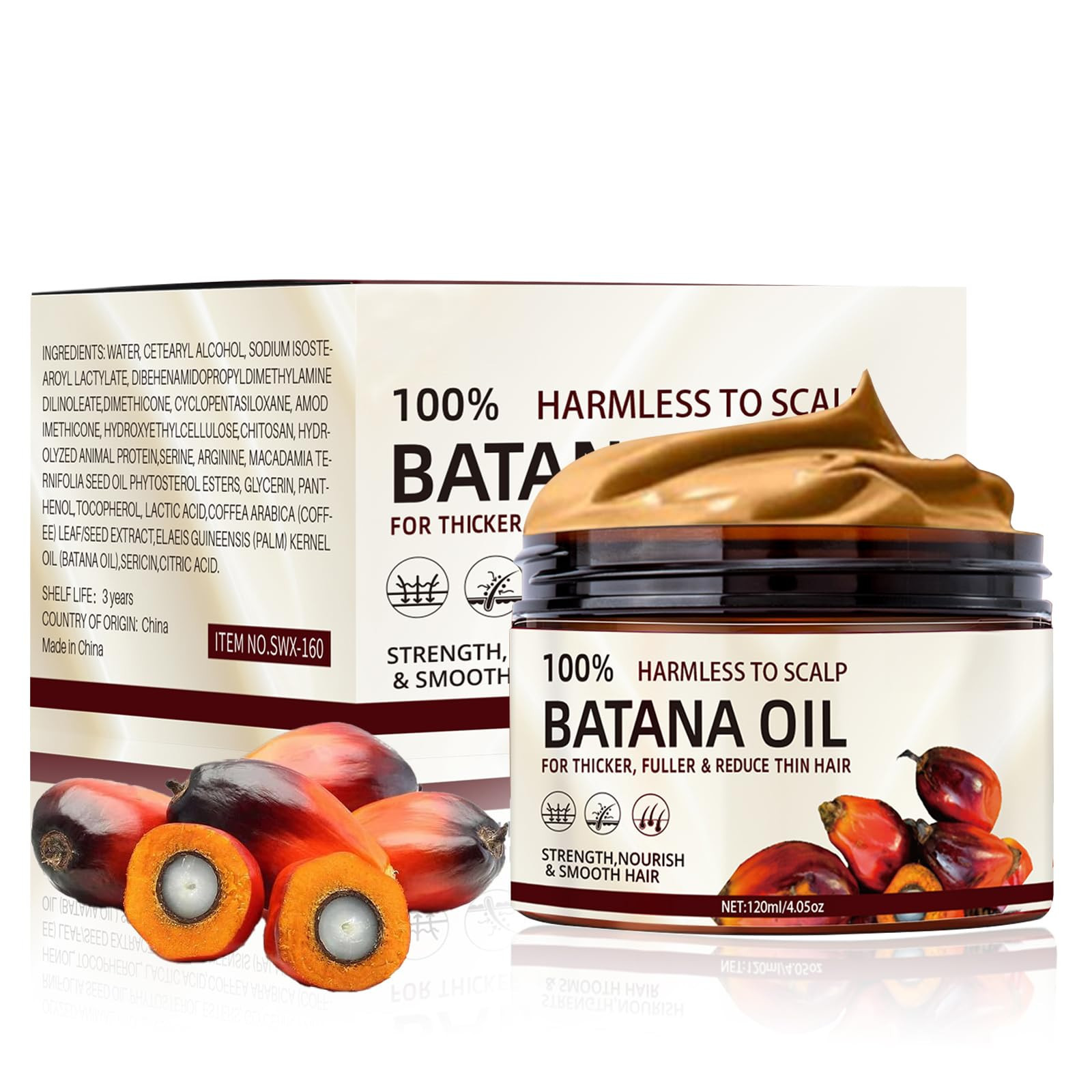 Olio di Batana Puro Naturale, Olio di Batana per la Crescita dei Capelli, (B8L)