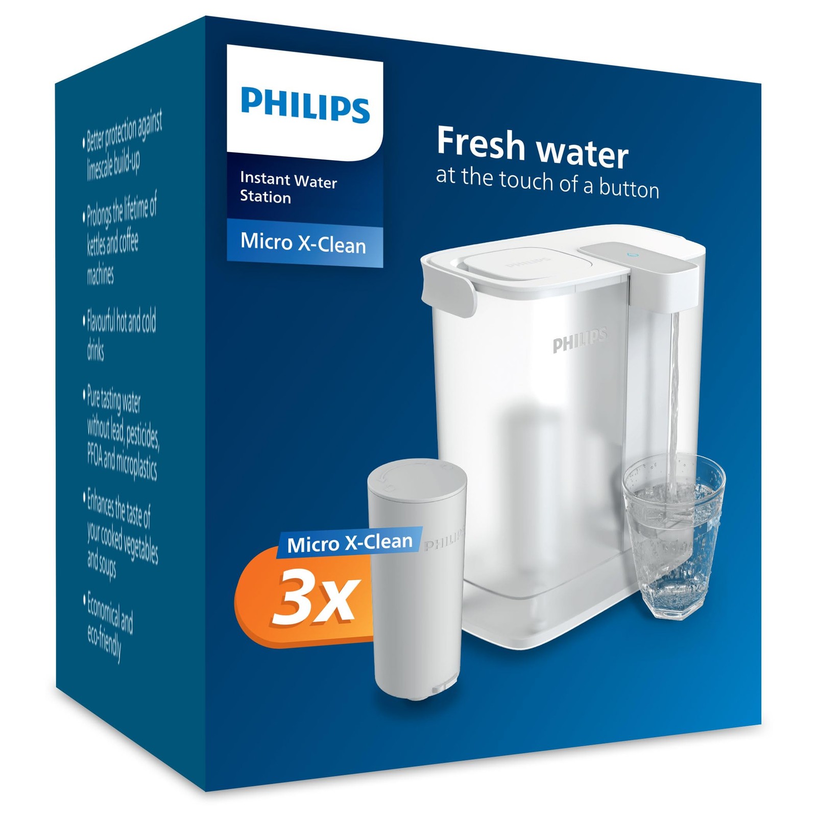 Philips Water Instant Water Filter + 3 cartucce filtranti di ricambio, (q8B)