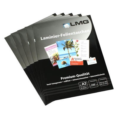 Film laminati A3 (303 x 426 mm), 2 x 250 microfono, lucido (25 ore)