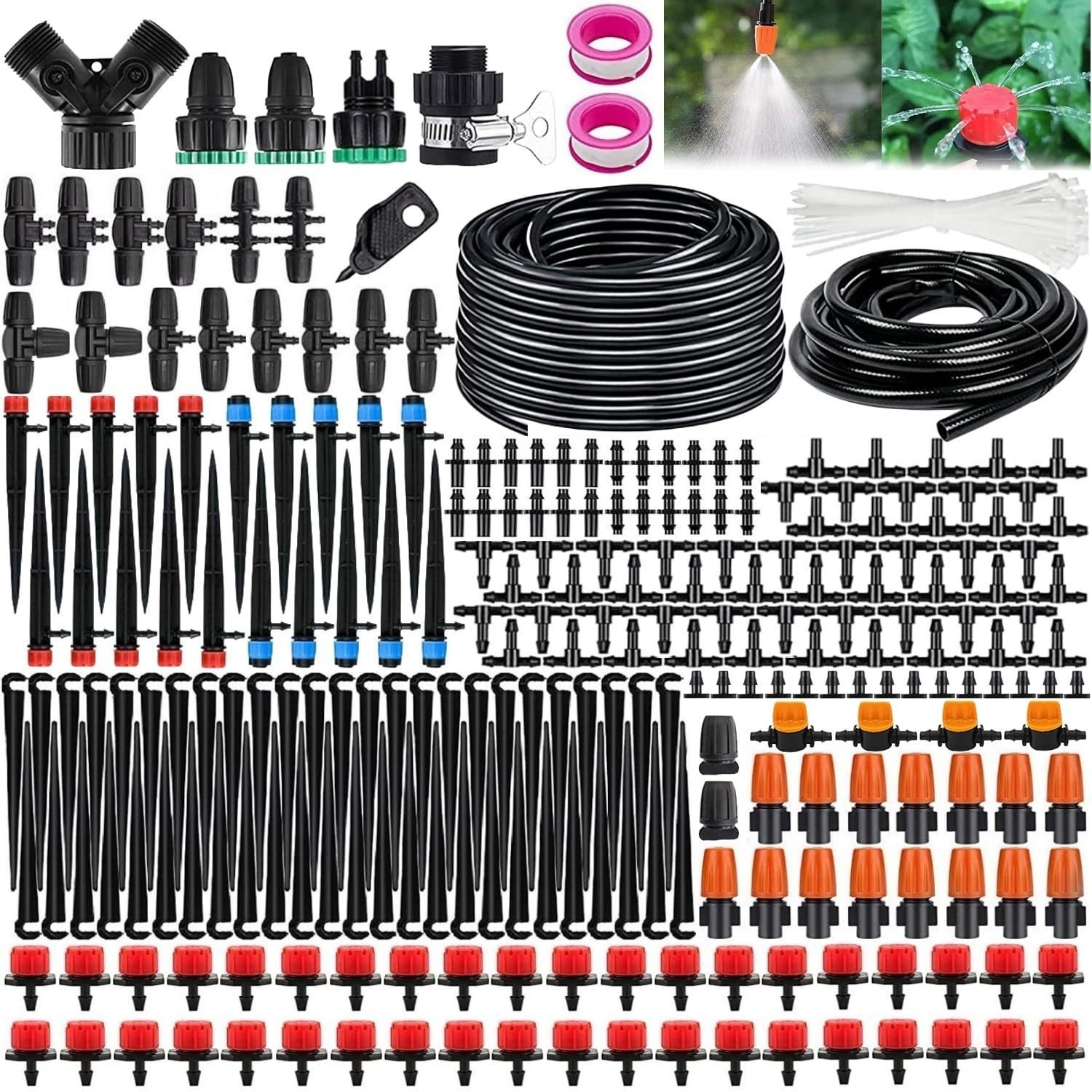 Kit di Irrigazione a Goccia, 60m+20m Micro Drip Irrigation Kit (B6P)