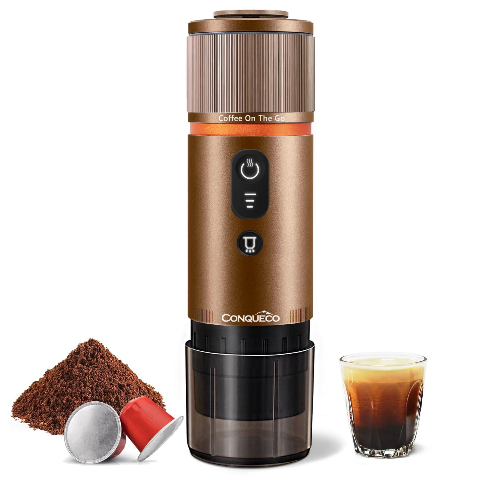 CONQUECO Macchina per Caffè Espresso Portatile: Caffettiera Elettrica (v4a)