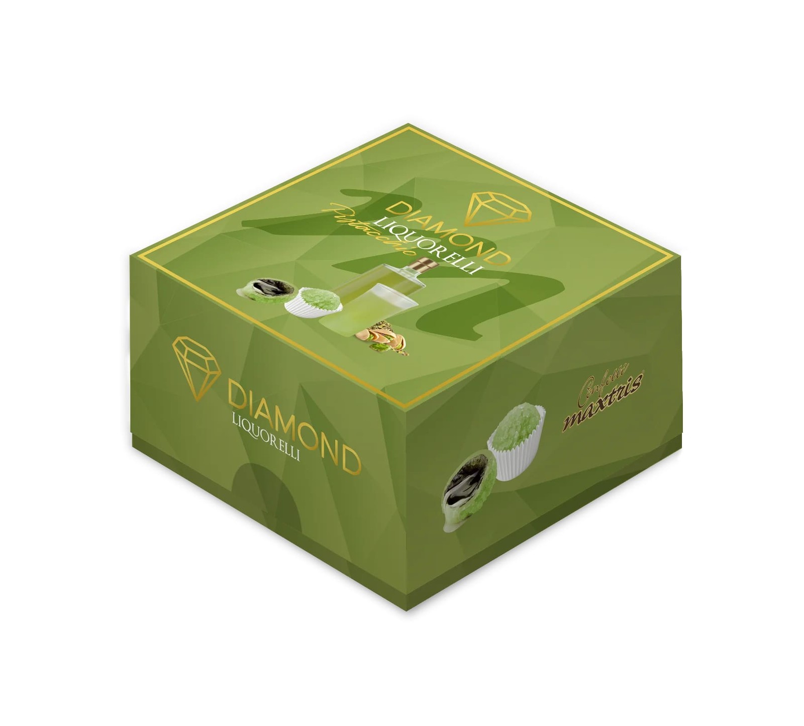 Maxtris Maxtris Diamond Liquorelli Pistacchio con Cioccolato Bianco 500 Gr