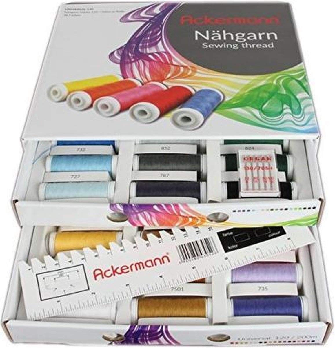Ackermann White Polyester Sewing Thread Box, 23 x 20 x 7.5 cm 23 x 20 x 7.5 cm W