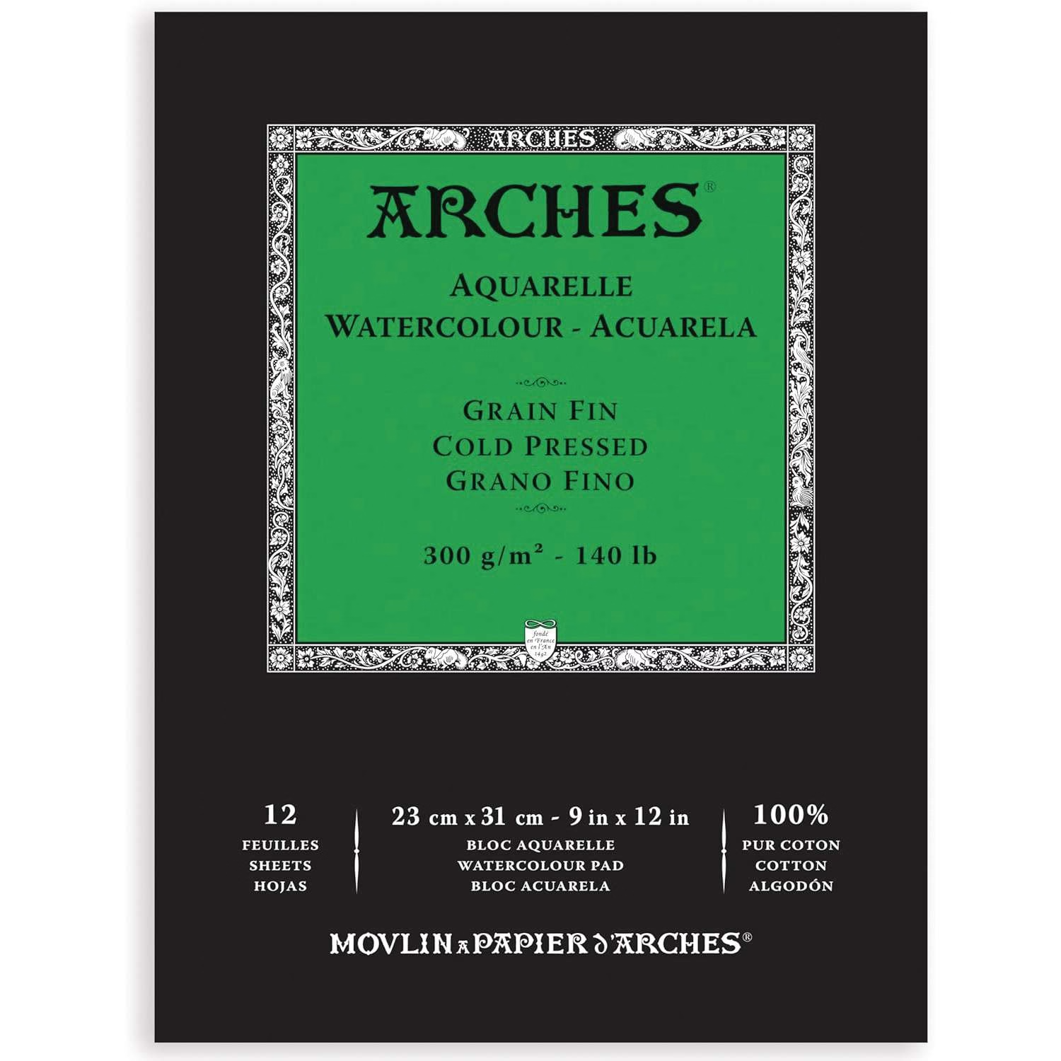 BLOCCO PER ACQUERELLO ARCHES 300GR GRANA FINE 23X31
