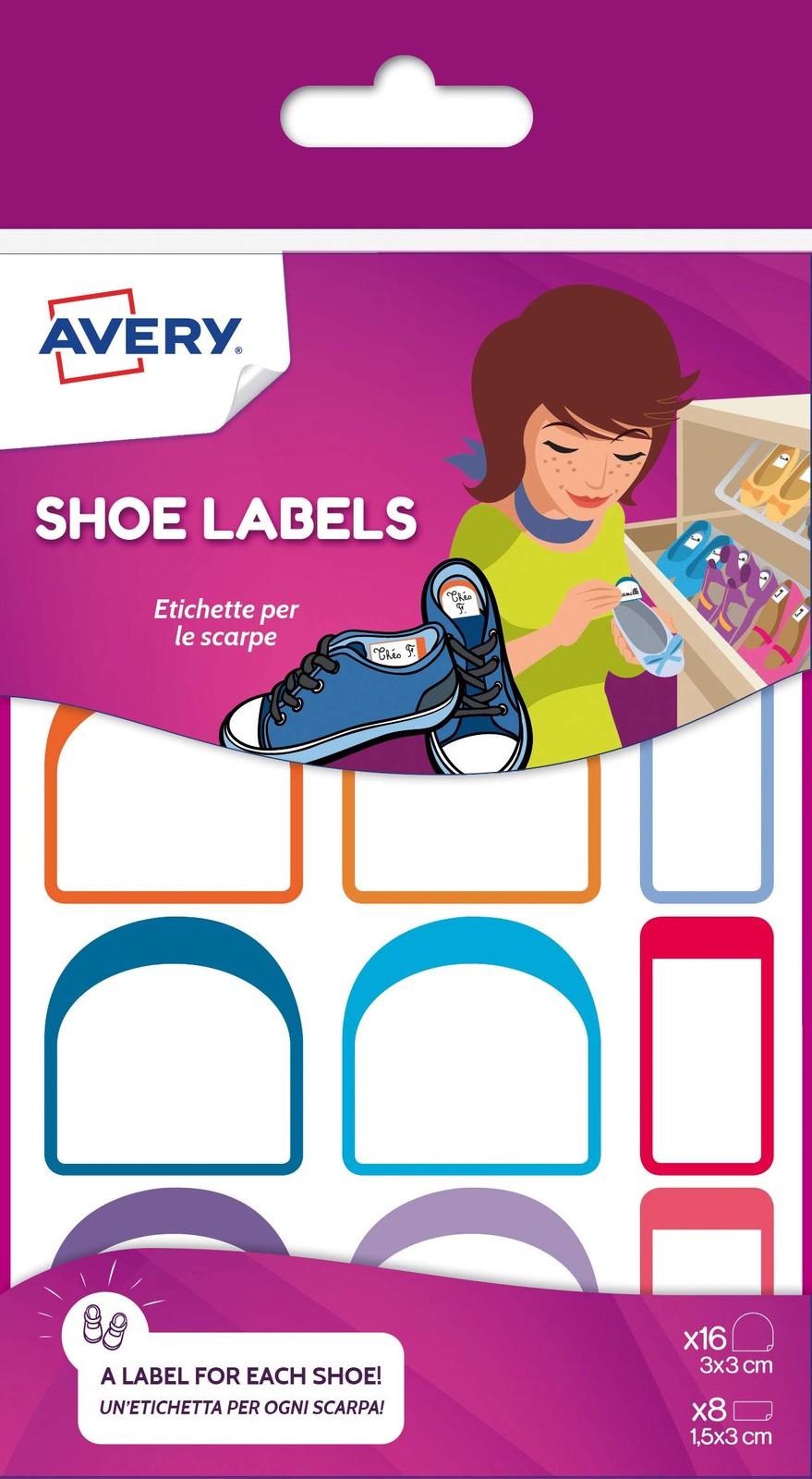 Avery Shoes Labels, name labels, stick on school labels, 24 labels per pack (2 S