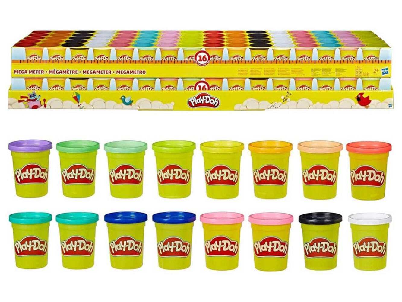 Play Doh Mega Metro, Plastilina in 16 Colorazioni