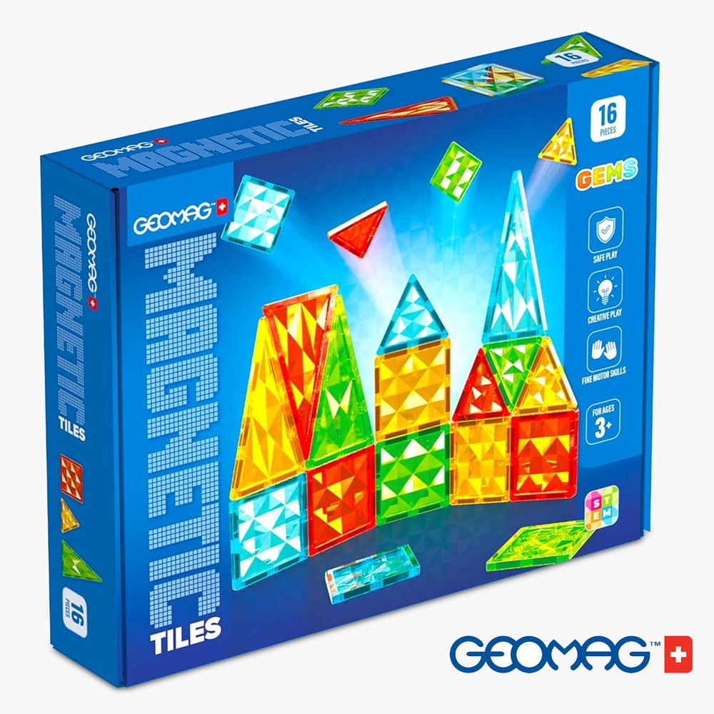 GEOMAG GEMS MAGNETIC TILES 16 PEZZI COSTRUZIONI MAGNETICHE A PANNELLI