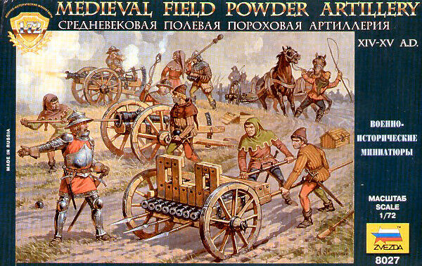 Medieval Field Powder Artillery Plastic Kit 1:72 Model ZVEZDA