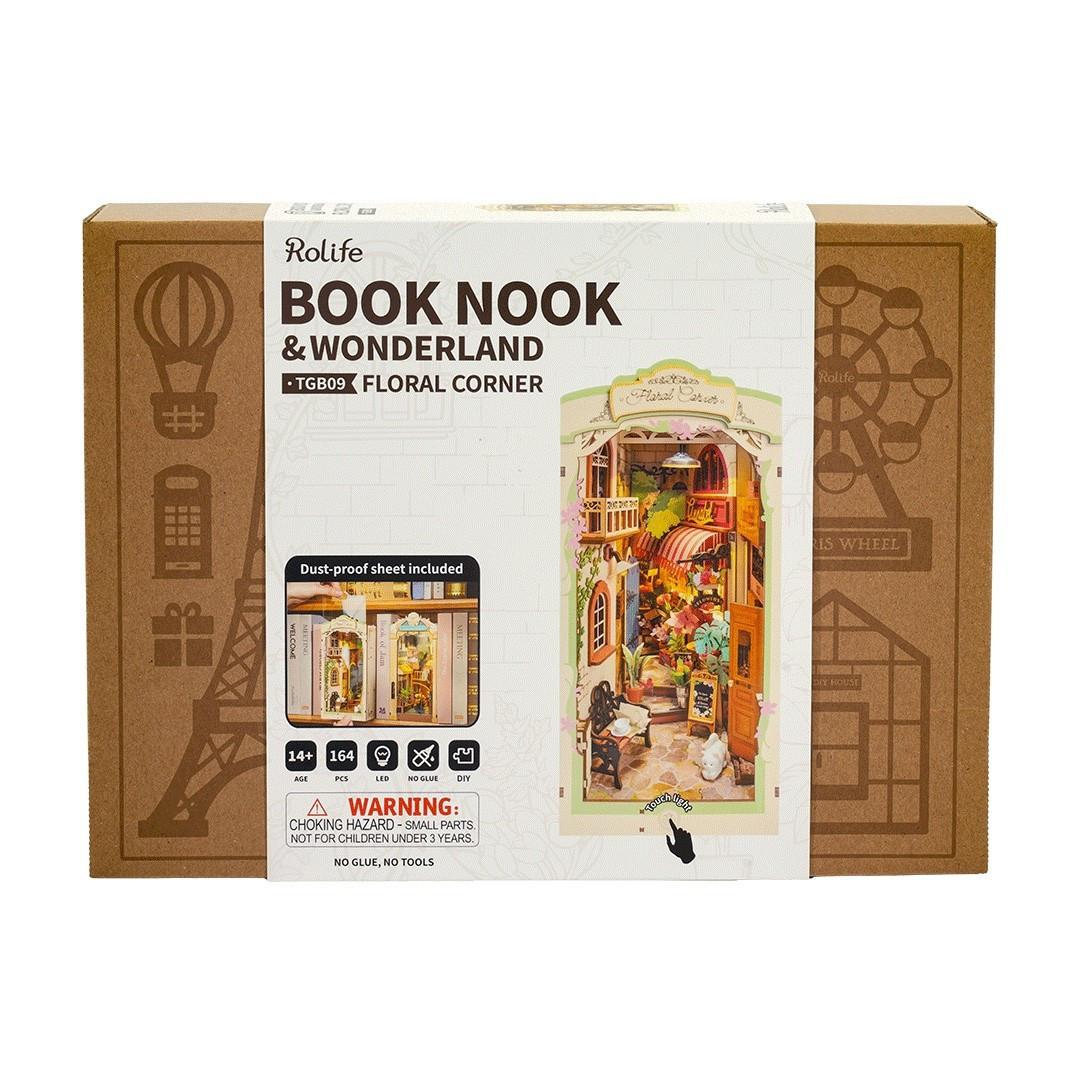 FLORAL CORNER in legno BOOK NOOK & WONDERLAND miniatura ROLIFE da montare ROBOTI