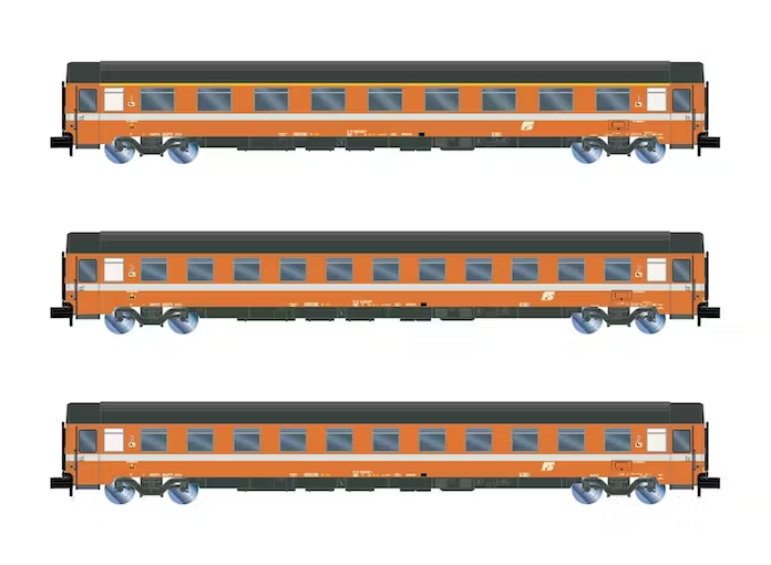 ARNOLD HN4395 FS, set di 3 carrozze UIC-Z Eurofima LIVREA ARANCIO  Scala N 1/160
