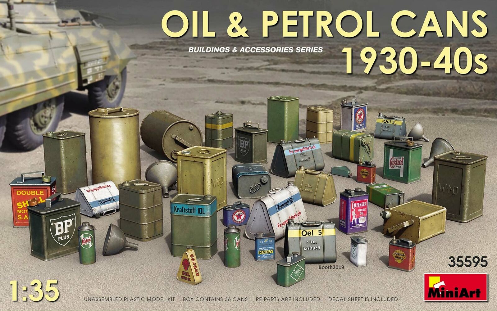 Oil & Petrol Cans 1930-40s (Diorama Accessories) 1:35 Plastic Model Kit MINIART