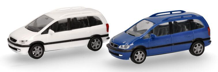 HERPA, OPEL Zafira bianco e blu in kit - 2 pezzi, 1/87,  HER013932