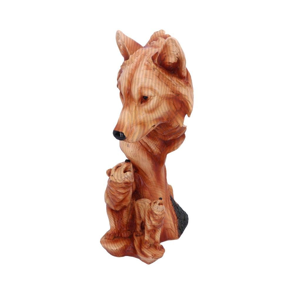 Nemesis Now Natural Song Howling Wolves Wood Effect Bust, Polyresin, One Size