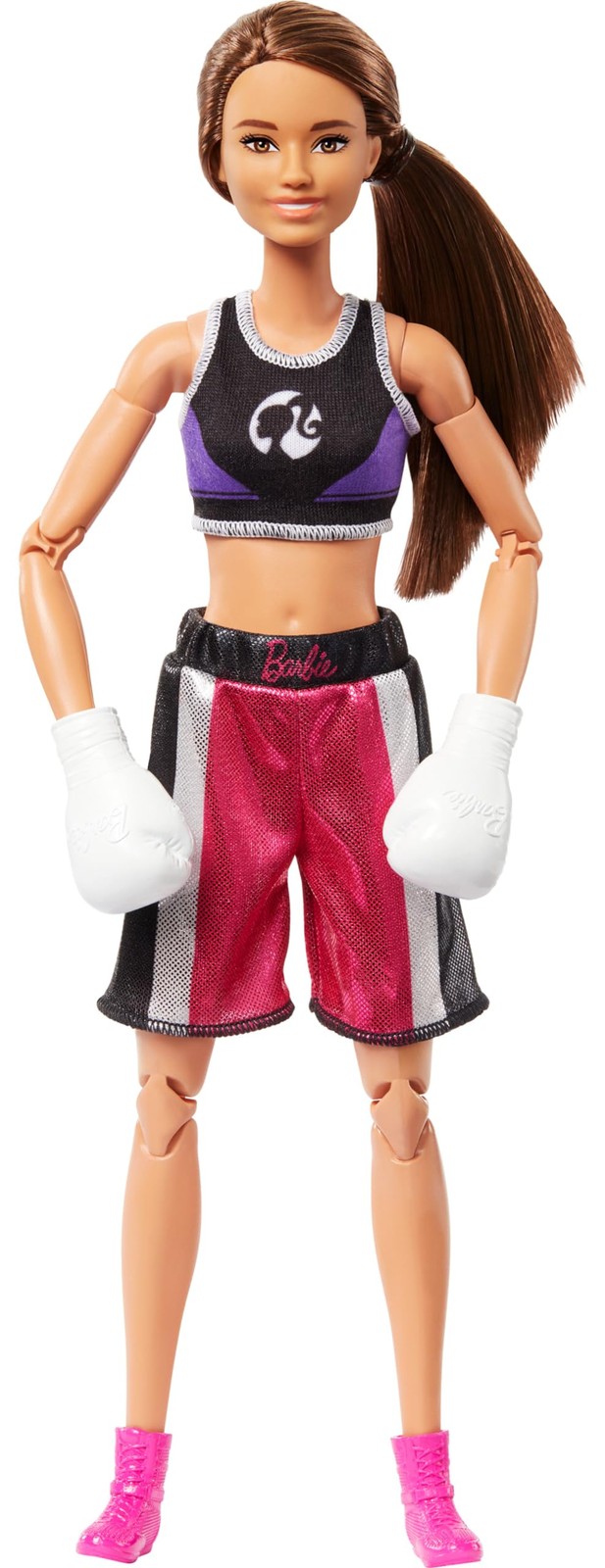Barbie Careers Fashion Doll & Accessories, Made to Move Brunette Boxer Wearing R