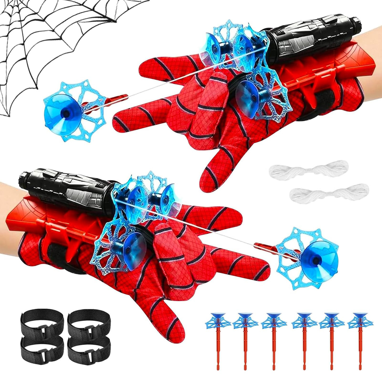 LIDEYE Set di 2 Guanti Spiderman Giochi da Bambini, Glove Spara Ragnatele, Spide