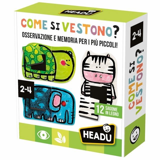 COME SI VESTONO? osservazione e memoria HEADU con 12 sagome IN LEGNO età 2+