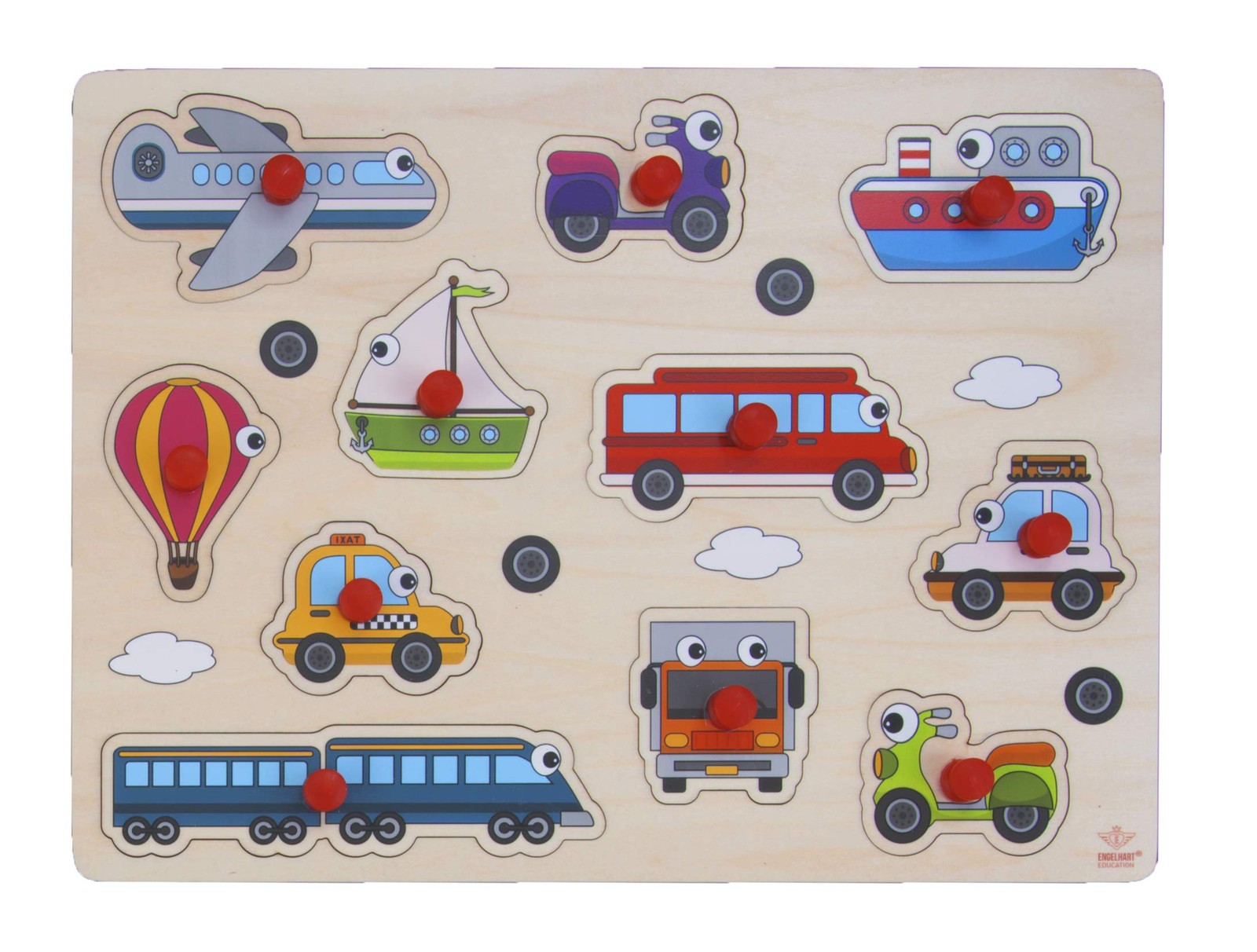 Engelhart - Quality wooden Jigsaw puzzle with button for Toddlers wooden games f