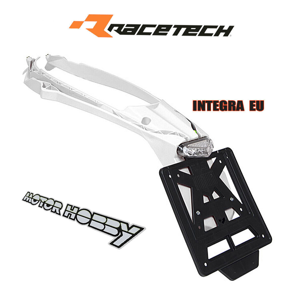 PORTATARGA ENDURO RACETECH MODELLO INTEGRA RACING PER KTM EXC EXCF 17-19 BIANCO