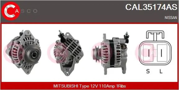 Alternatore CAL35174AS CASCO per NISSAN PRIMERA PRIMERA Familiare
