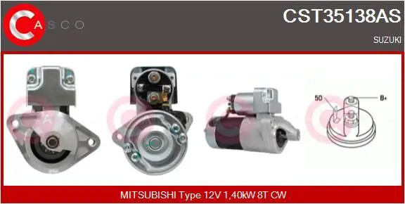 Motorino di avviamento Senso rotazione orario CST35138AS CASCO per SUZUKI VITARA