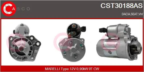 Motorino di avviamento Senso rotazione orario CST30188AS CASCO per VW SEAT DACIA