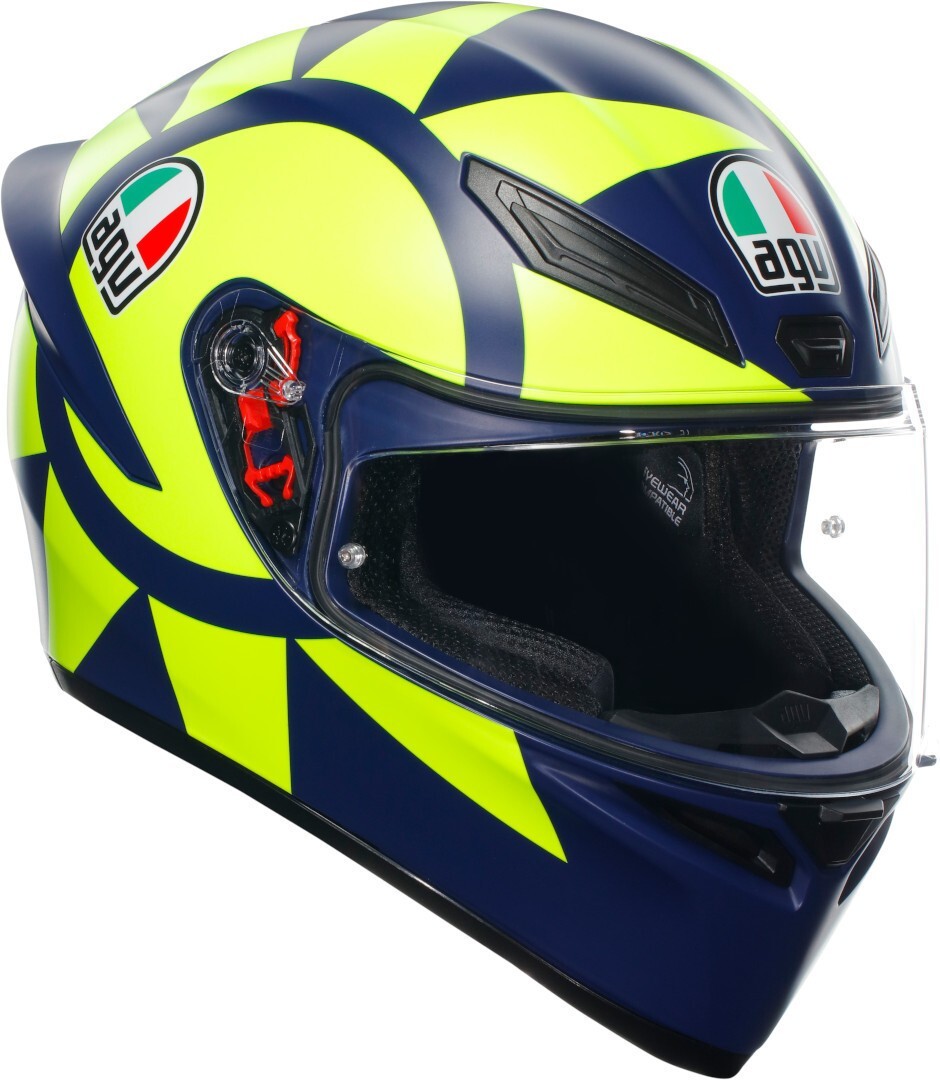 CASCO MOTO INTEGRALE AGV K1 S E22.06 REPLICA ROSSI SOLELUNA 18 BLU YELLOW  TG M