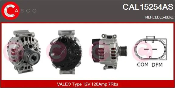 Alternatore con puleggia a ruota libera CAL15254AS CASCO per MERCEDES-BENZ SLK