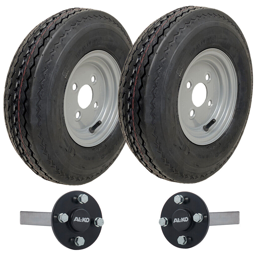 Kit rimorchio 4,80/4,00x8 ruote 6 strati P811 4/100 mm PCD ALKO mozzo e assi ...