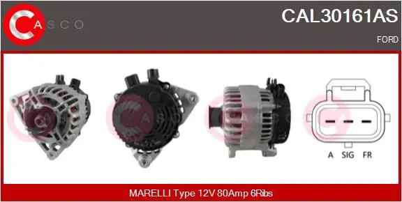Alternatore con puleggia cinghia Poly-V CAL30161AS CASCO per FORD FOCUS I